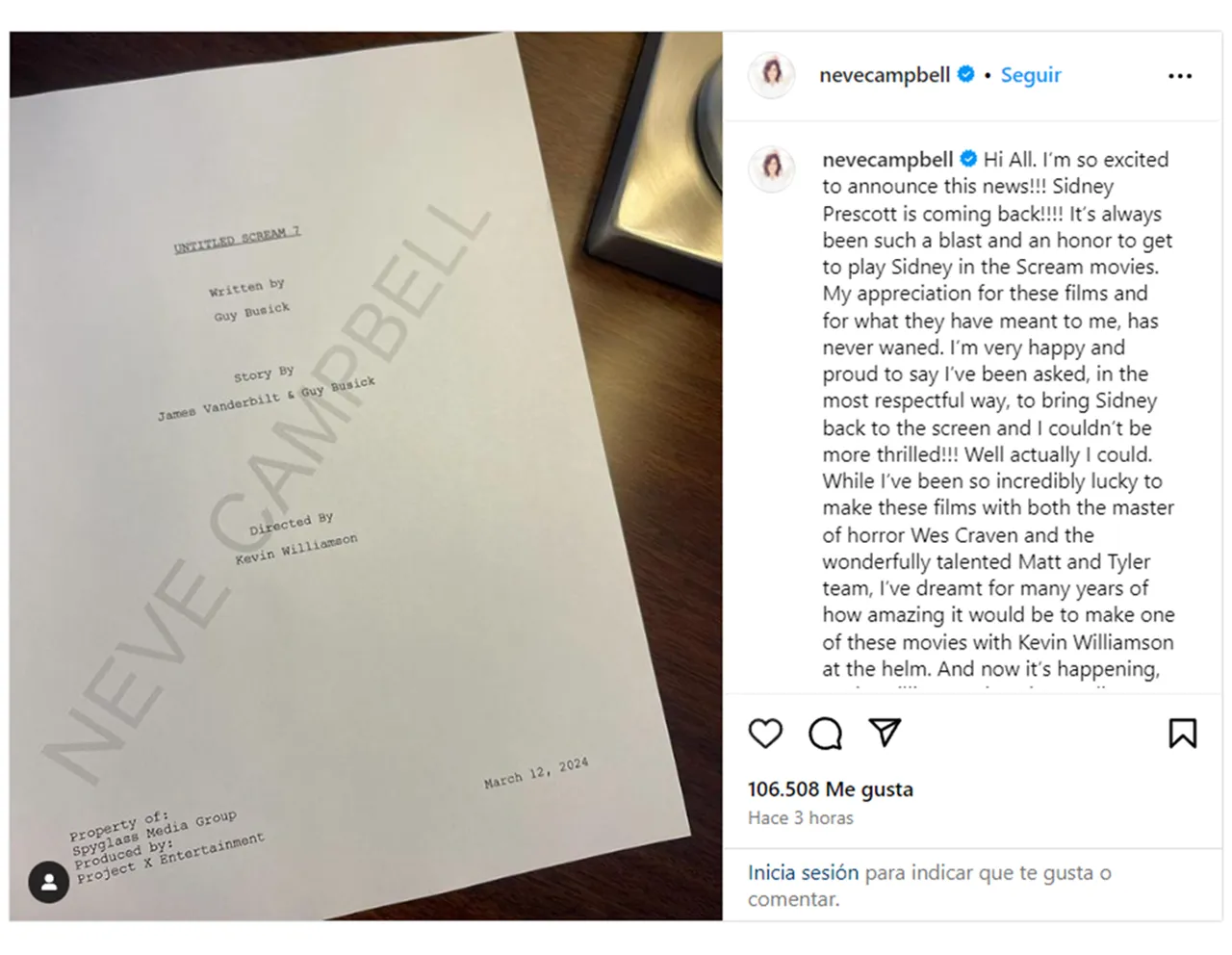 Neve Campbell vuelve a Scream VII película